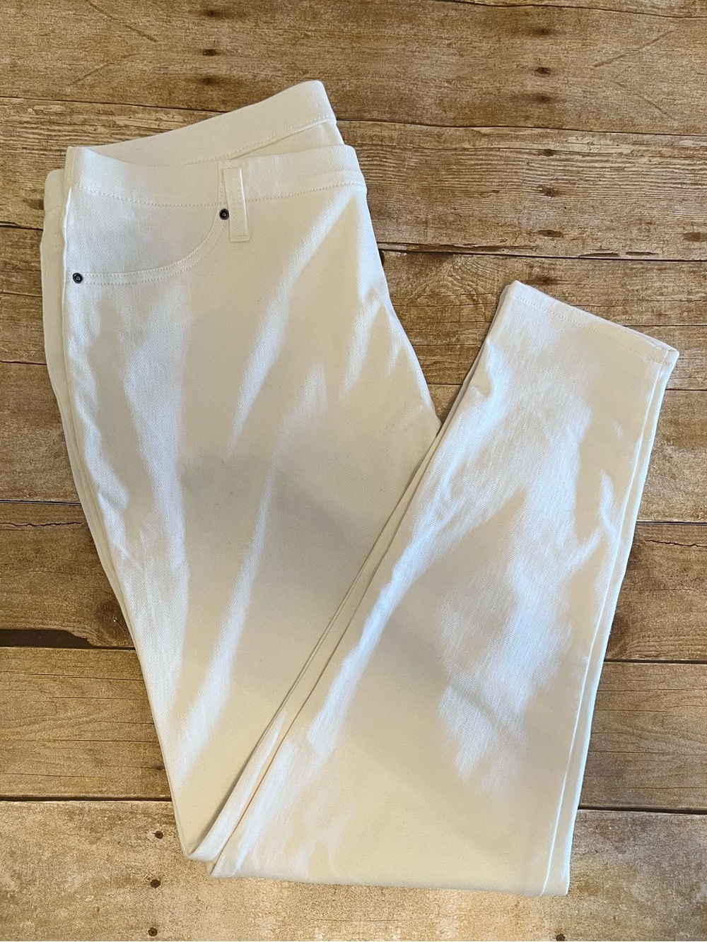 Time and Tru Off-White Stretch Skinny Jean Legging Pants EUC Size XL (16-18)